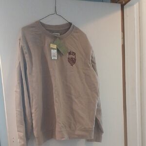 Goodfellow Tan Sweatshirt with Embroidered Beardman Logo